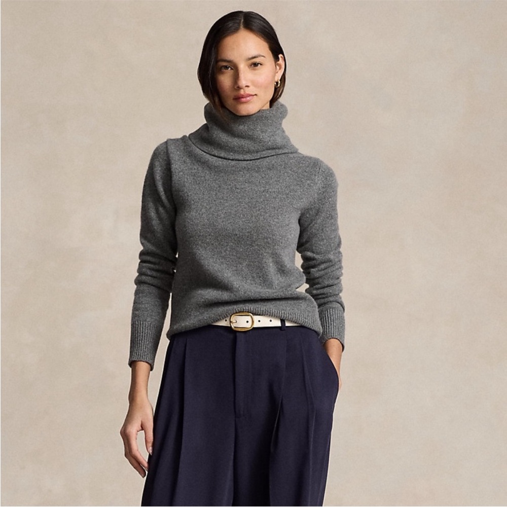 Polo Ralph Lauren Cashmere Turtleneck Pullover Sweater - Heather Gray